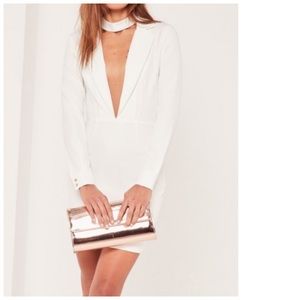 Missguided Plunge Long Sleeve Dress